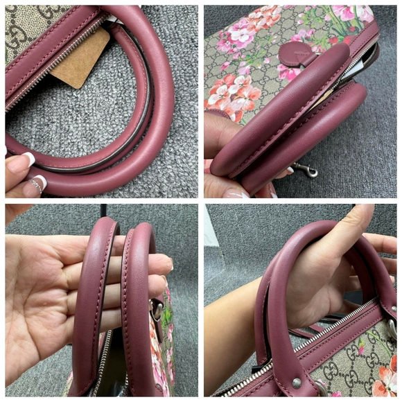 100% Authentic GUCCI Boston Blooms Brown&Purple Canvas Satchel - Picture 12 of 16